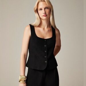 J.Crew Square Neck Button Up Tank (Black, 8)